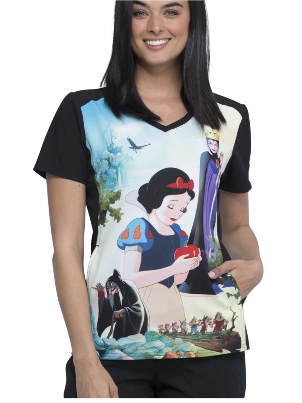 Snow White Cherokee Scrubs Tooniforms Disney V Neck Top TF637 SNEN XXS